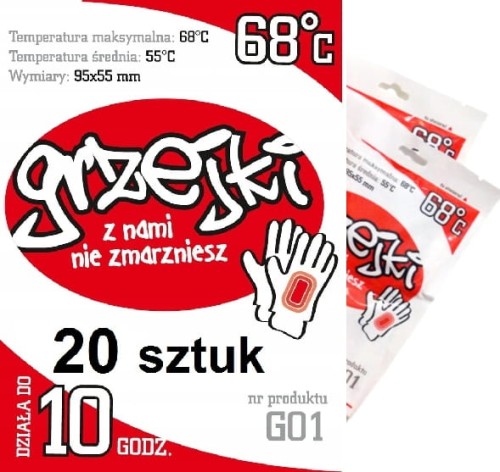 Ogrzewacz do rąk dłoni rękawiczek 20 szt. (10 par.), Grzejki | RZESZÓW