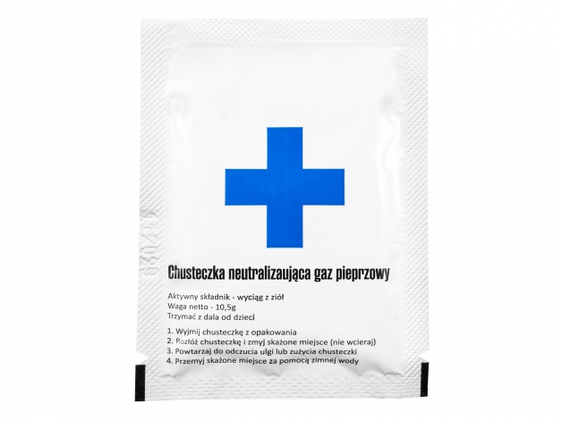 Chusteczka dekontaminacyjna - do neutralizacji gazu pieprzowego PSD - 1 szt.