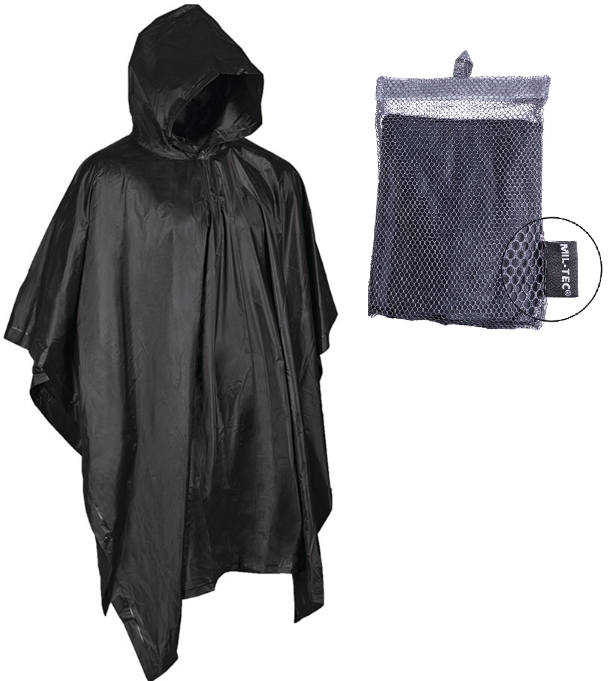 Poncho przeciwdeszczowe MIL-TEC, czarne | RZESZÓW